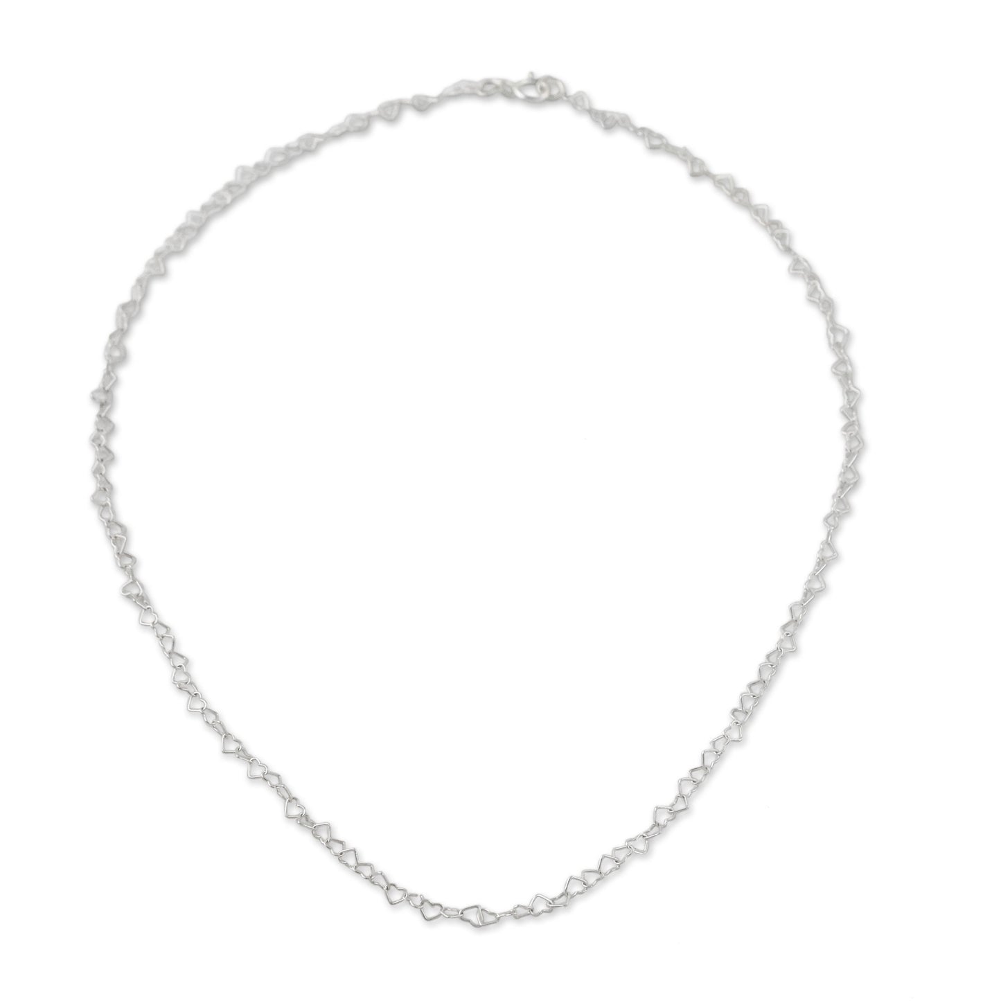 Lots of Love Sterling Silver Heart Link Necklace (3mm) from Thailand
