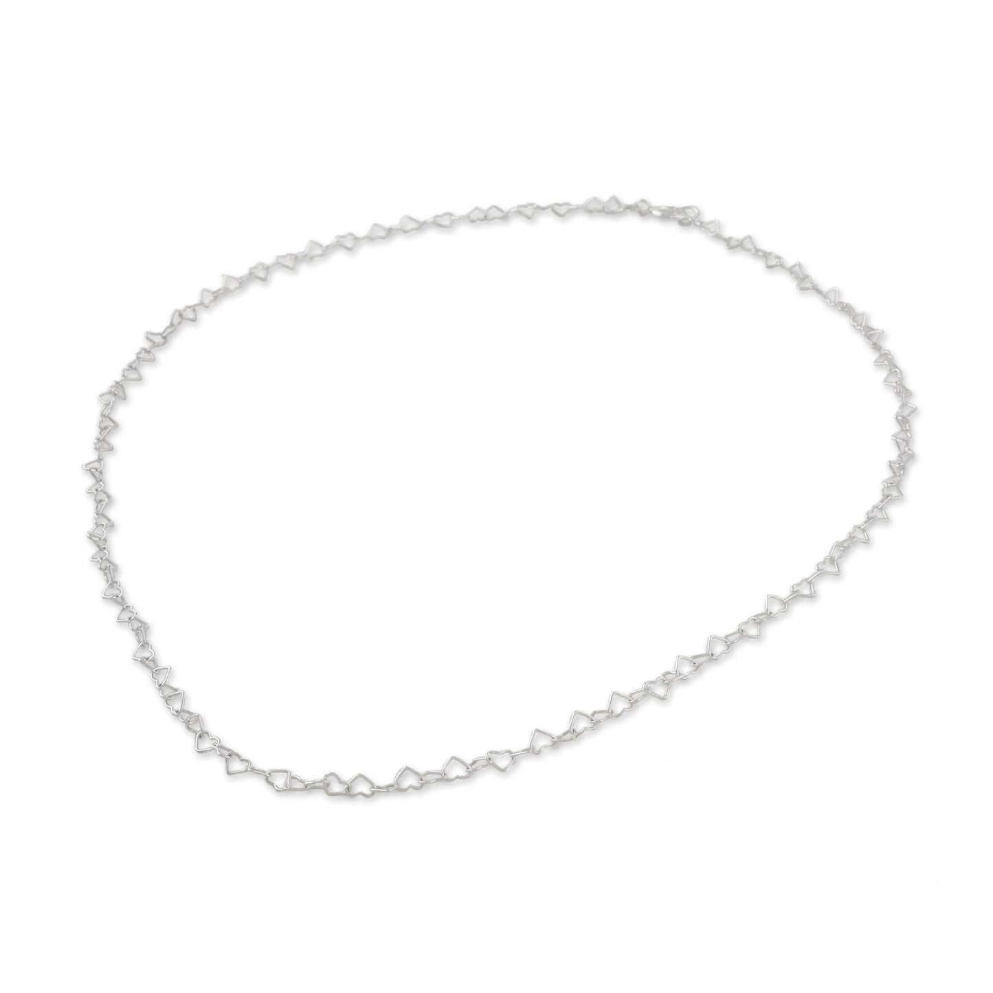 Lots of Love Sterling Silver Heart Link Necklace (3mm) from Thailand