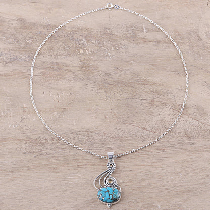 Friendship Token Sterling Silver Composite Turquoise Citrine Necklace