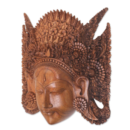 Beautiful Sita Balinese Handcarved Wood Mask of Sita Wife of Rama