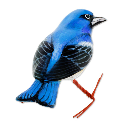 Lazuli Bunting Ceramic Figurine of a Lazuli Bunting Bird from Guatemala