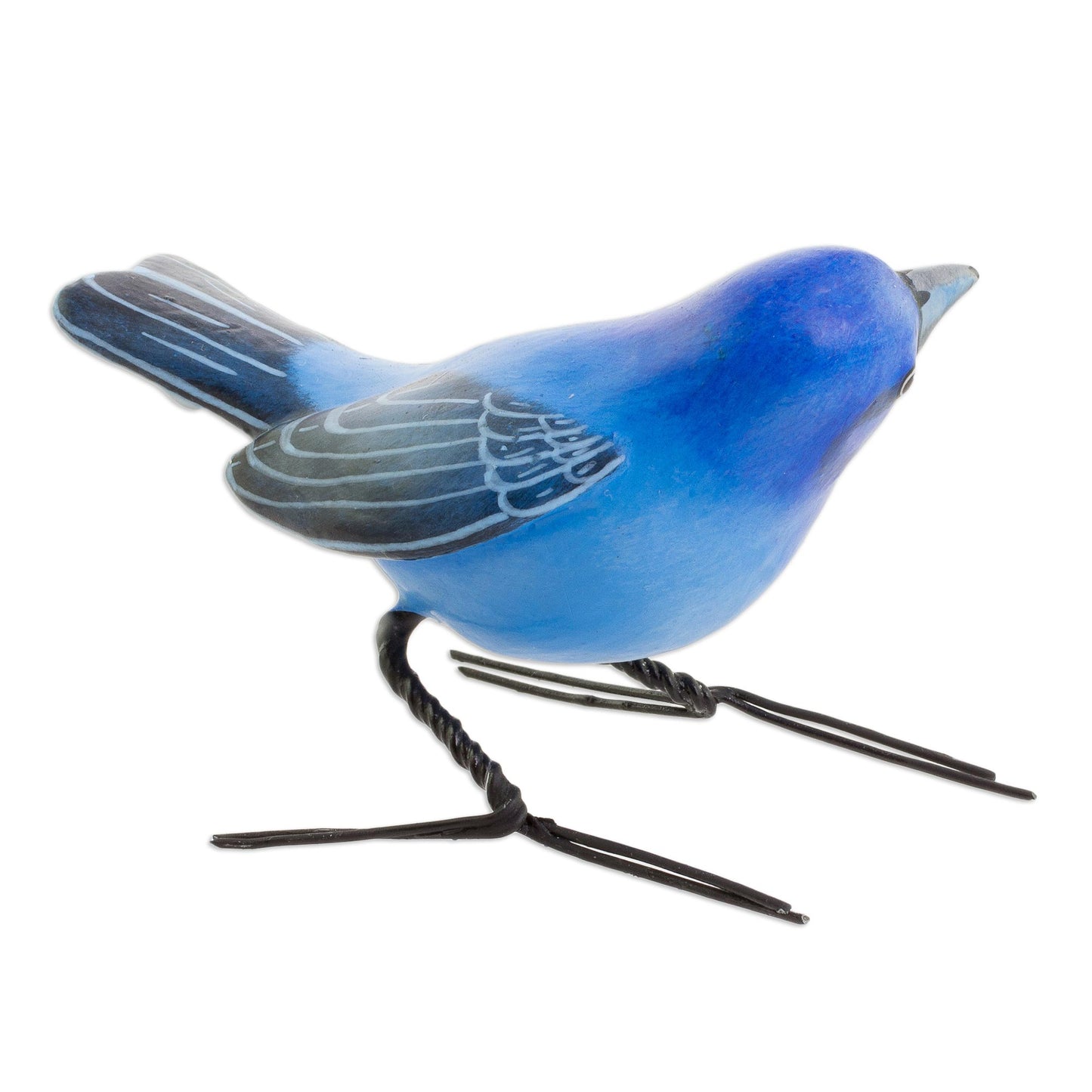 Indigo Bunting Handcrafted Blue Indigo Bunting Bird Ceramic Figurine