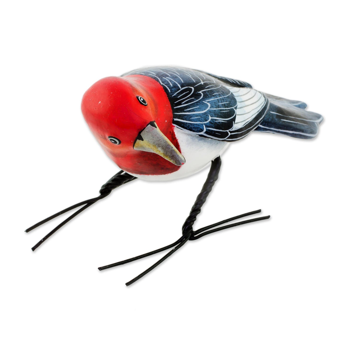 Red Headed Woodpecker Ceramic Figurine of a Red Headed Woodpecker from Guatemala