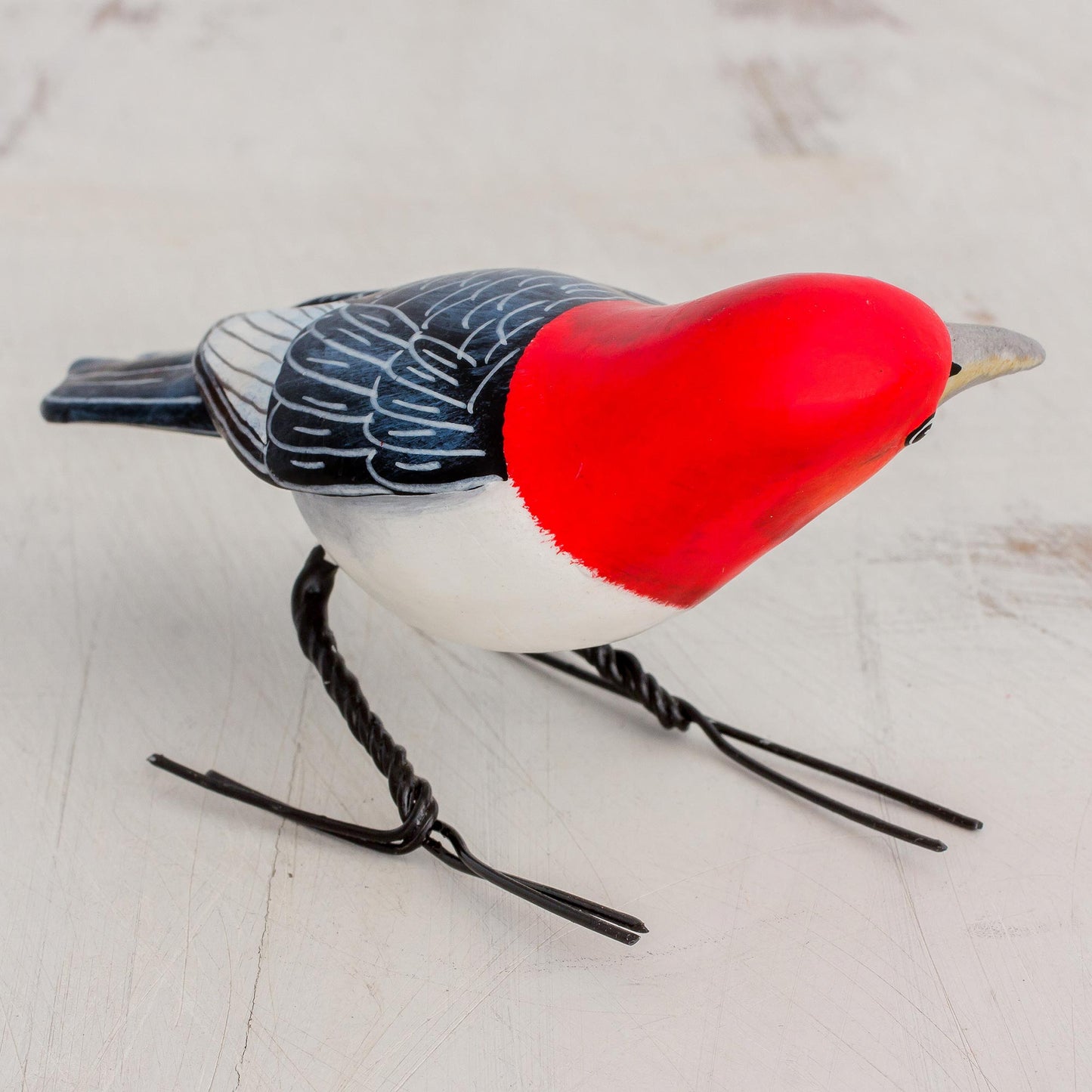 Red Headed Woodpecker Ceramic Figurine of a Red Headed Woodpecker from Guatemala