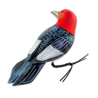 Red Headed Woodpecker Ceramic Figurine of a Red Headed Woodpecker from Guatemala