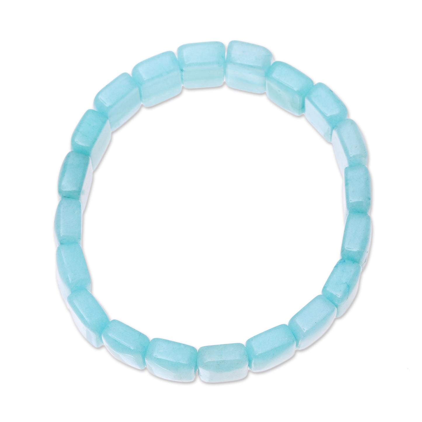 Harmonious Beauty in Blue Agate Beaded Stretch Bracelet in Blue from India