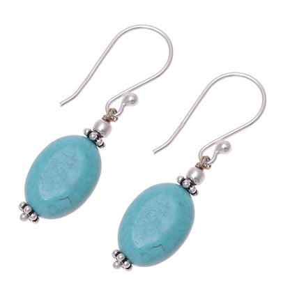 Cloudless Sky Sterling Silver and Recon Turquoise Dangle Earrings