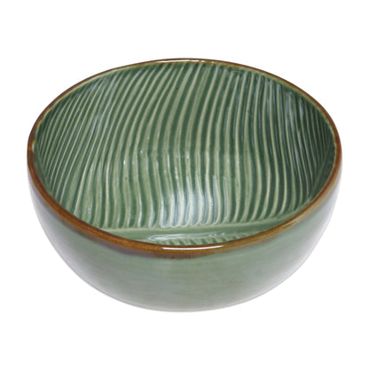 Banana Vibes Handcrafted Green Banana Leaf Ceramic Serving  (9 Inch)