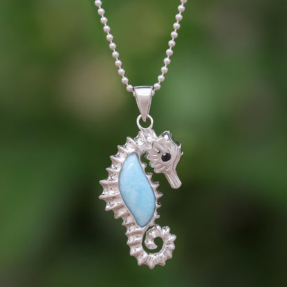 Sweet Seahorse Larimar & Sterling Silver Necklace