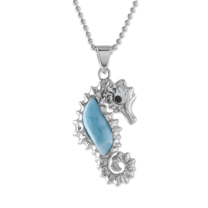 Sweet Seahorse Larimar & Sterling Silver Necklace