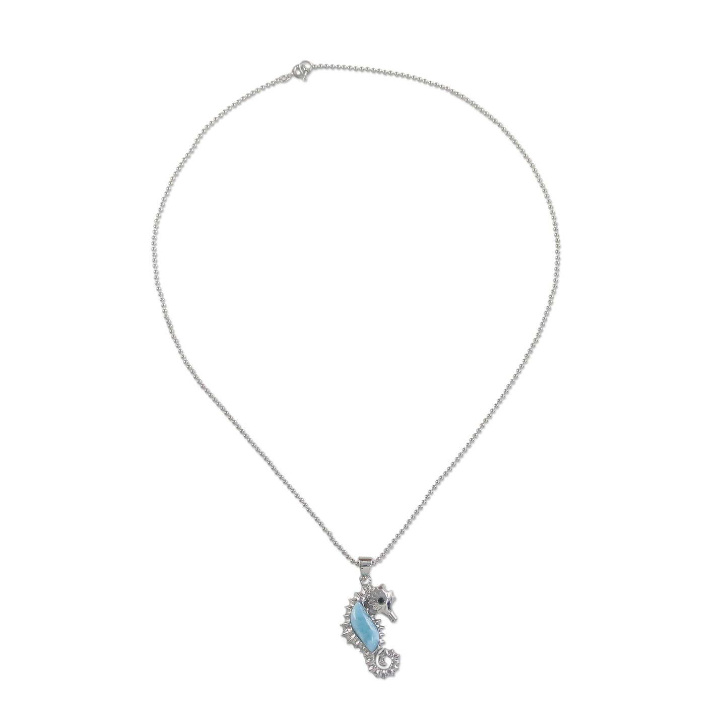 Sweet Seahorse Larimar & Sterling Silver Necklace