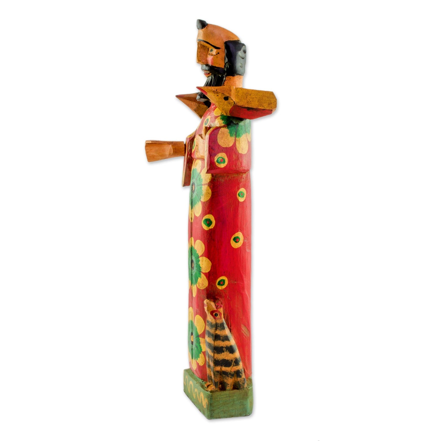 Loving Saint Hand Painted Pinewood Sculpture of Saint Francis