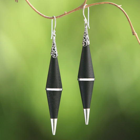 Dark Shards Sterling Silver Dangle Earrings