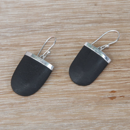 Dark Empress Sterling Silver and Black Lava Stone Dangle Earrings