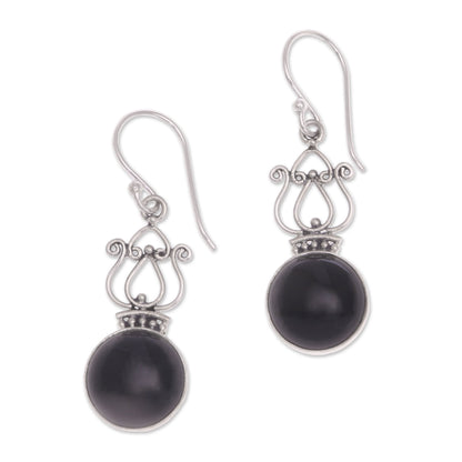 Raven Queen Handcrafted Onyx and Sterling Silver Dangle Earrings