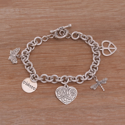 Love and Bliss Sterling Silver Charm Bracelet