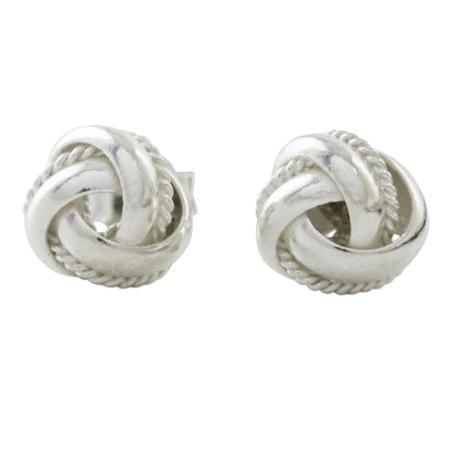 Sweet Knots Knot Motif Sterling Silver Stud Earrings from Thailand