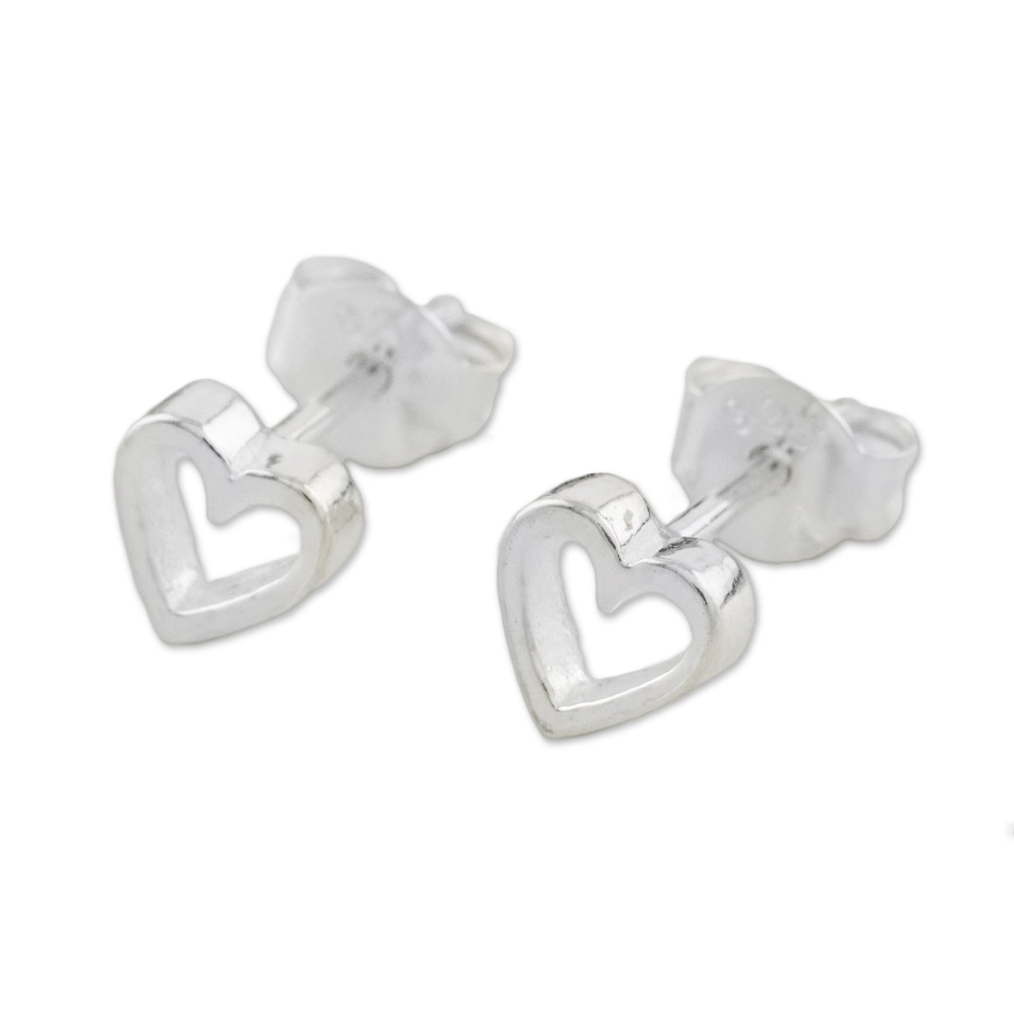 Take My Heart High-Polish Sterling Silver Heart Stud Earrings