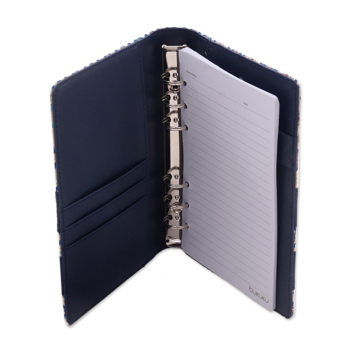 Jakarta Peacock Blue Faux Leather with Cotton Print Fifty-Page Planner