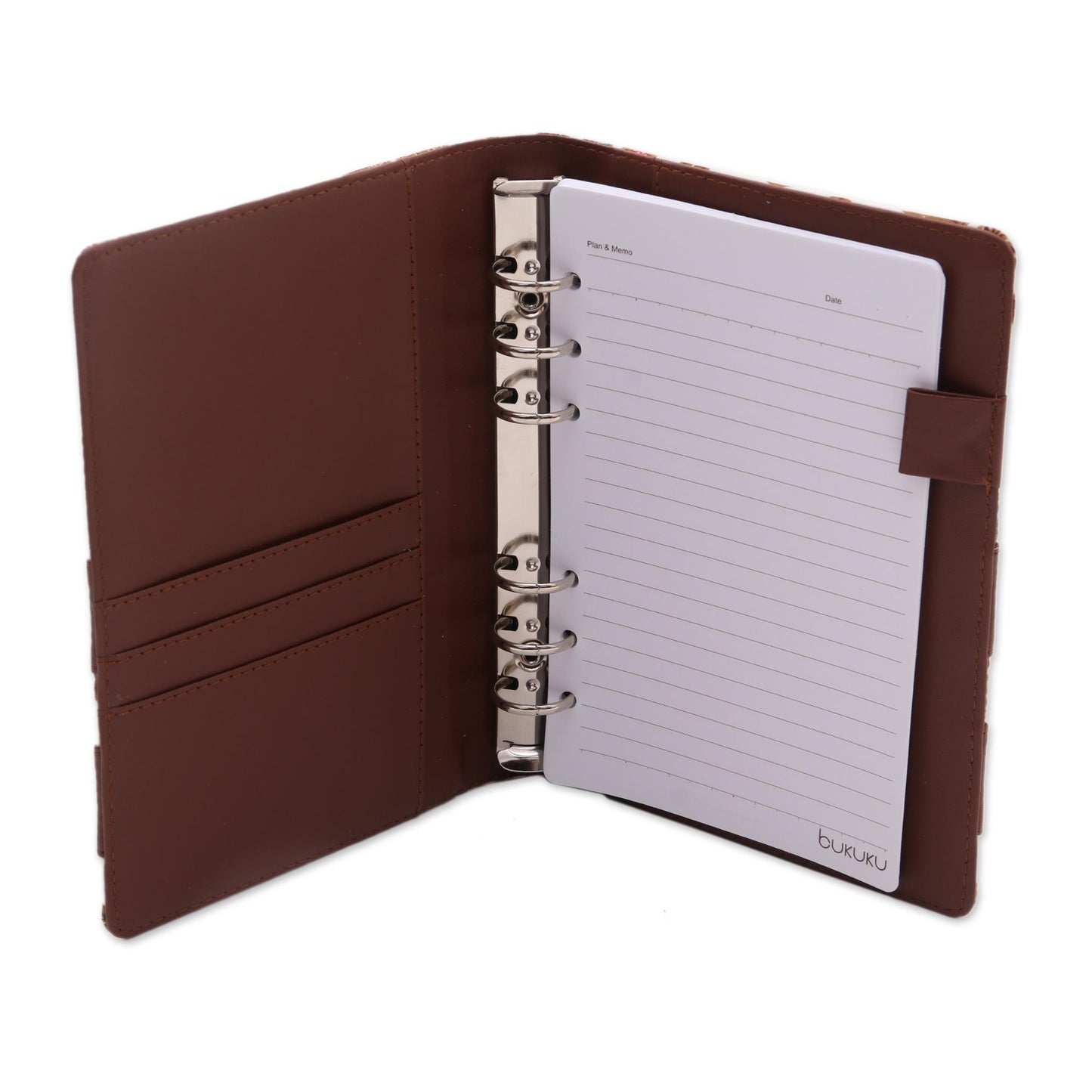 Noteworthy Brown Faux Leather and Cotton Leaf Print Fifty-Page Planner