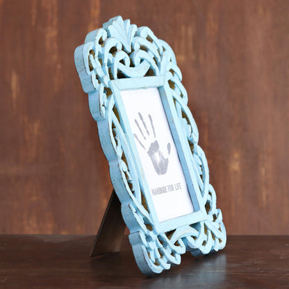 Wrapped in Blue Blue Distressed Hand Carved Mango Wood Photo Frame 5x7