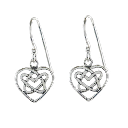 Knotted Hearts Sterling Silver Celtic Knot Heart Earrings from Thailand