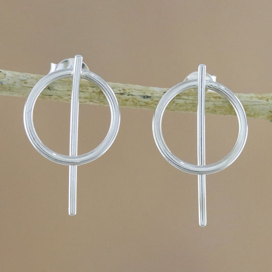 Modern Glyphs Geometric Sterling Silver Drop Earrings from Thailand