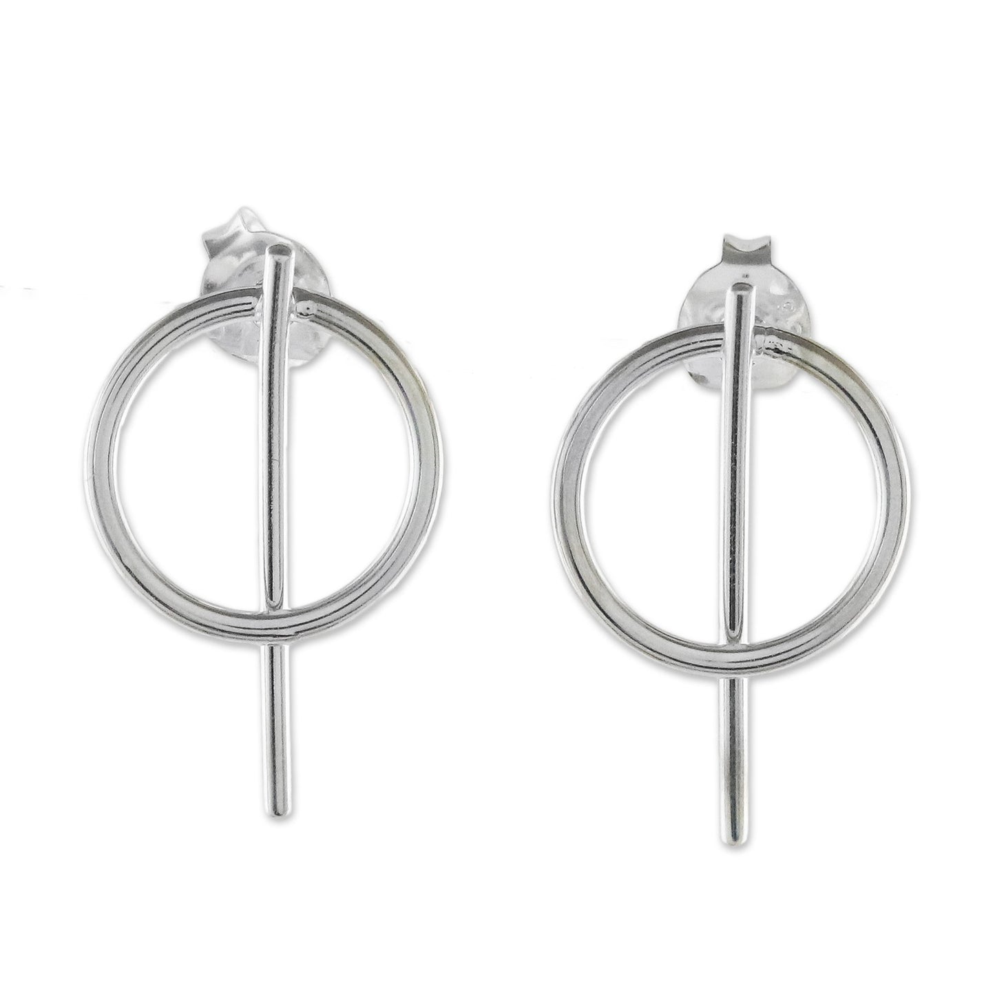 Modern Glyphs Geometric Sterling Silver Drop Earrings from Thailand