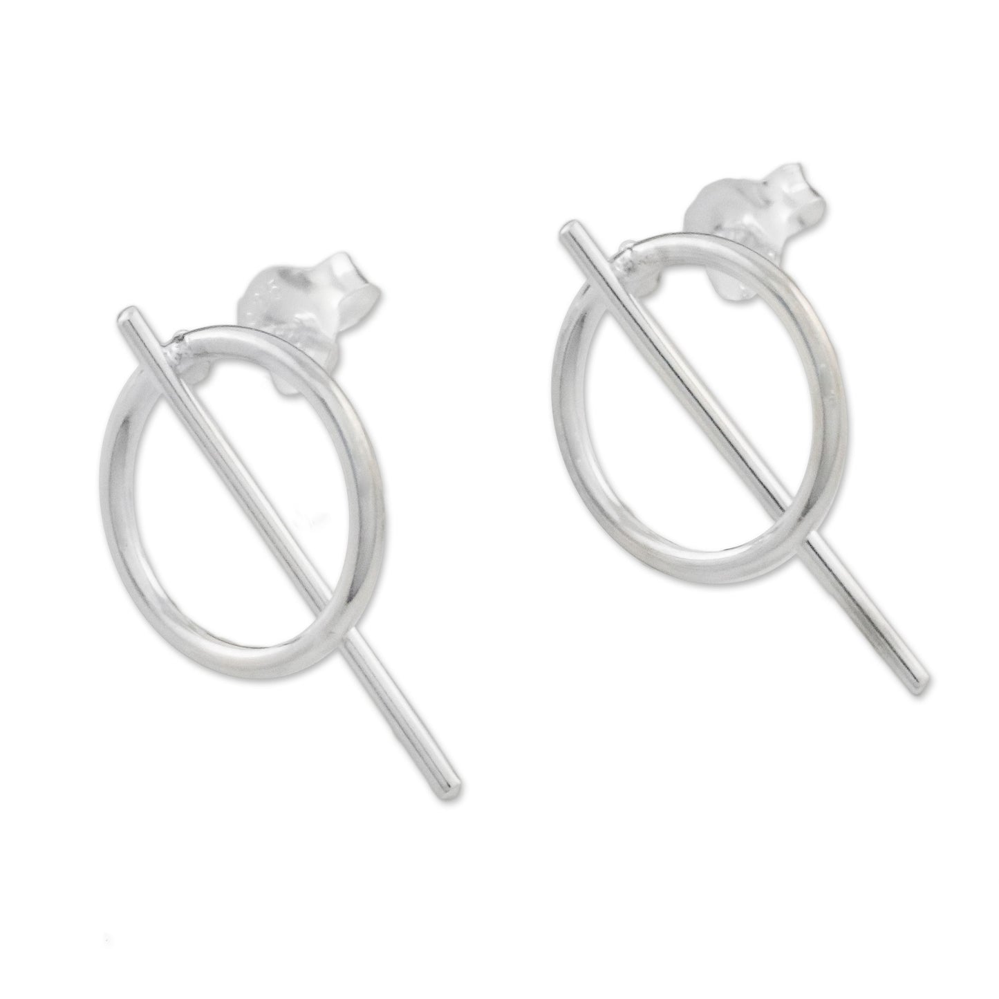 Modern Glyphs Geometric Sterling Silver Drop Earrings from Thailand