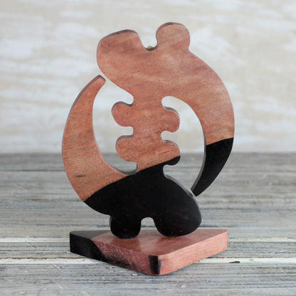 Elegant Gye Nyame Ebony Wood Gye Nyame Adinkra Statuette from Ghana