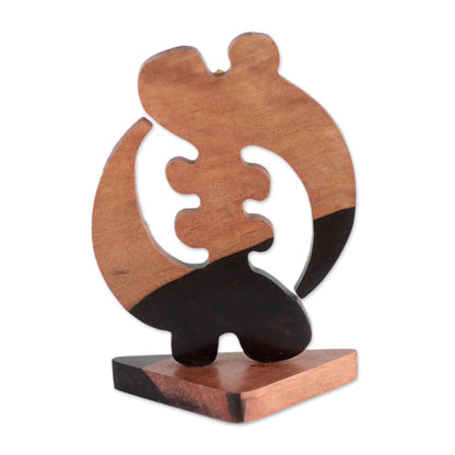 Elegant Gye Nyame Ebony Wood Gye Nyame Adinkra Statuette from Ghana