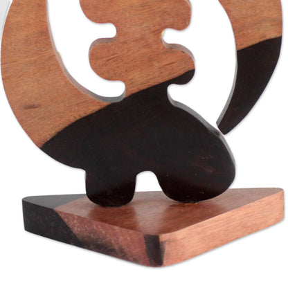 Elegant Gye Nyame Ebony Wood Gye Nyame Adinkra Statuette from Ghana