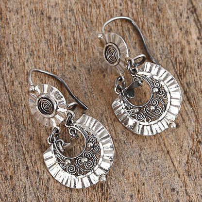 Huipil Blouse Frilly Sterling Silver Filigree Earrings from Mexico