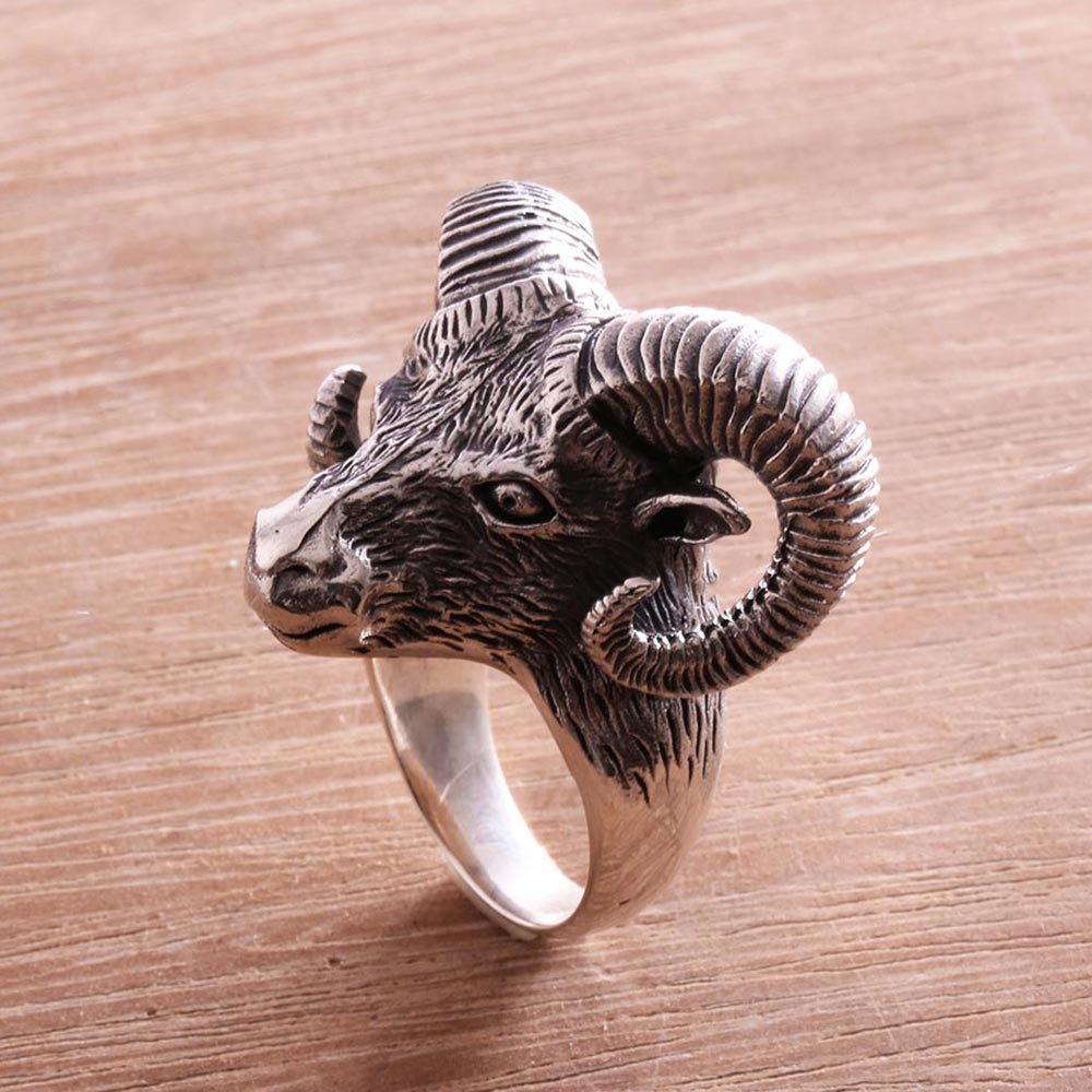 Ram Gaze Sterling Silver Ring