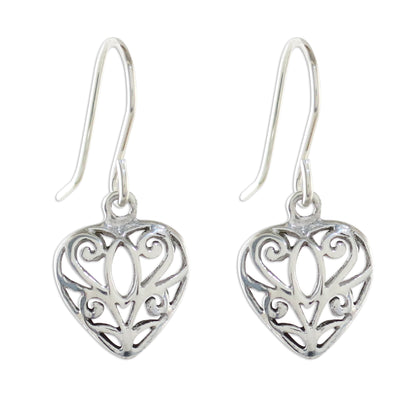 Heartfelt Beauty Artisan Crafted Sterling Silver Heart Earrings from Thailand