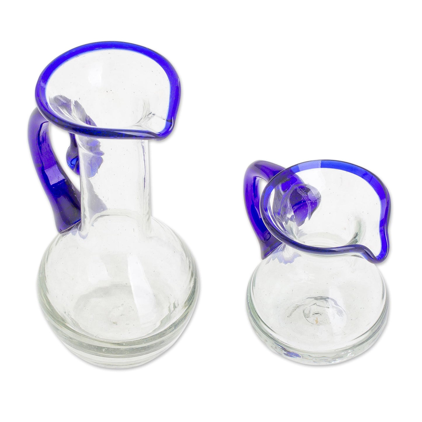 Clear Seas Handblown Small Recycled Glass Pitchers (Pair)