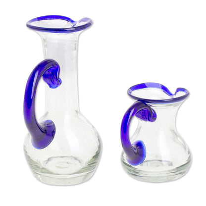 Clear Seas Handblown Small Recycled Glass Pitchers (Pair)