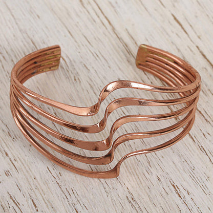Brilliant Waves Copper Statement Cuff Bracelet
