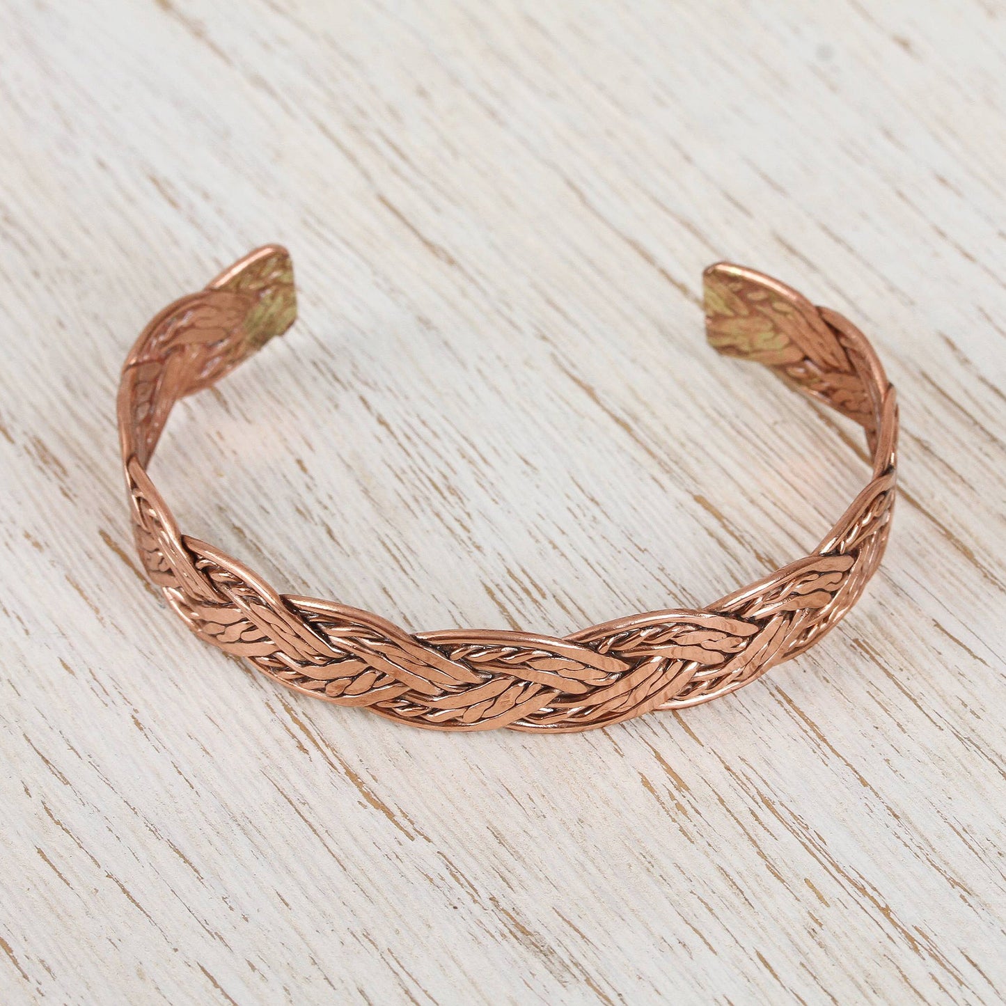 Brilliant Weave Handcrafted Braided Copper Cuff Bracelet from Mexico