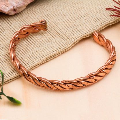 Brilliant Bond Handcrafted Braided Copper Cuff Bracelet from Mexico