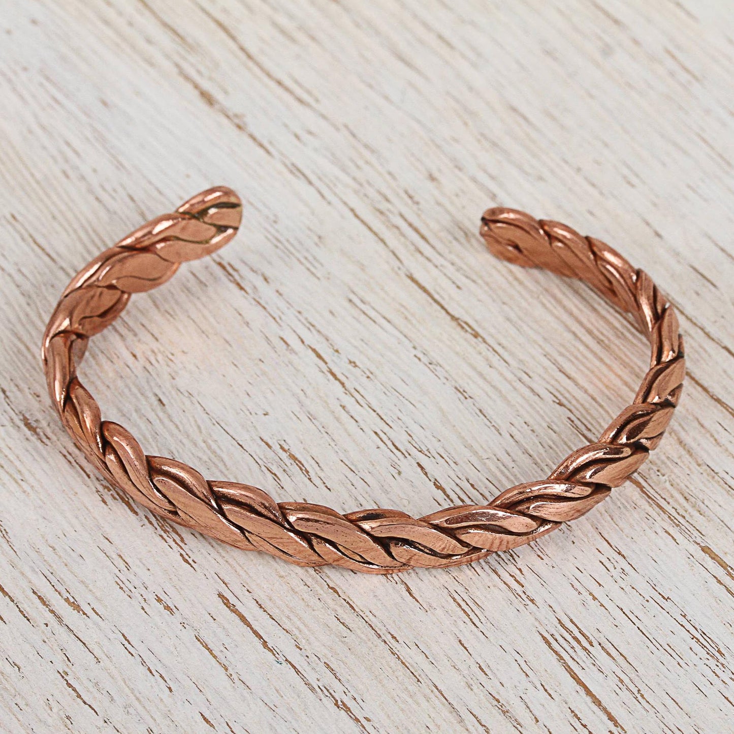 Brilliant Bond Handcrafted Braided Copper Cuff Bracelet from Mexico