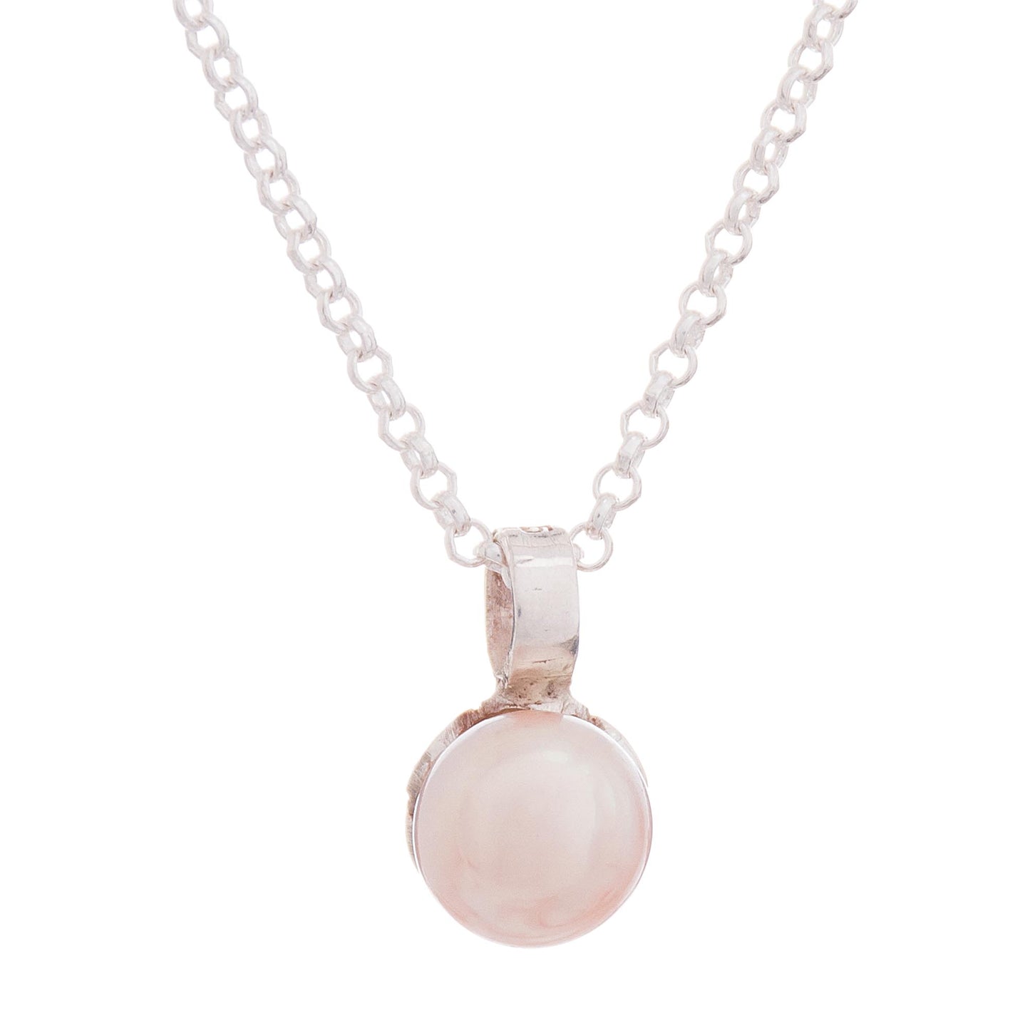 Peach Bloom Peach Cultured Pearl and Sterling Silver Pendant Necklace