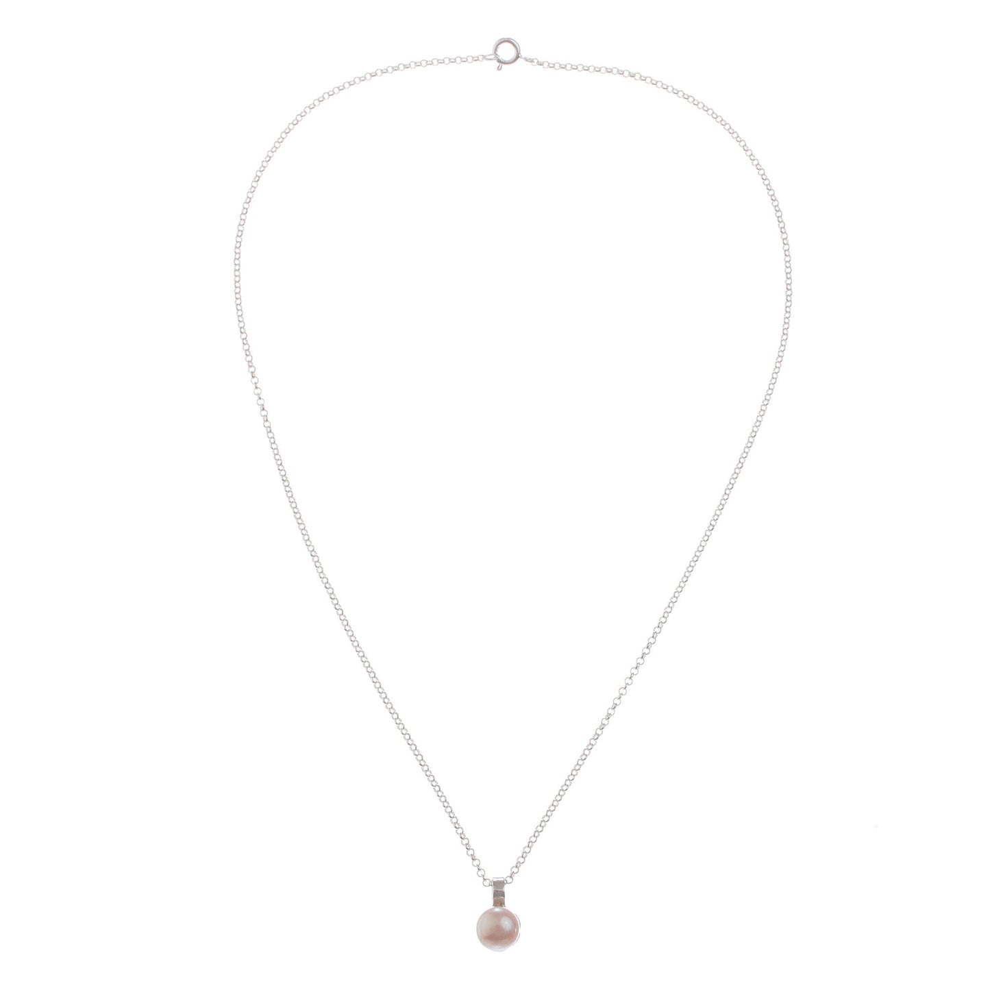 Peach Bloom Peach Cultured Pearl and Sterling Silver Pendant Necklace