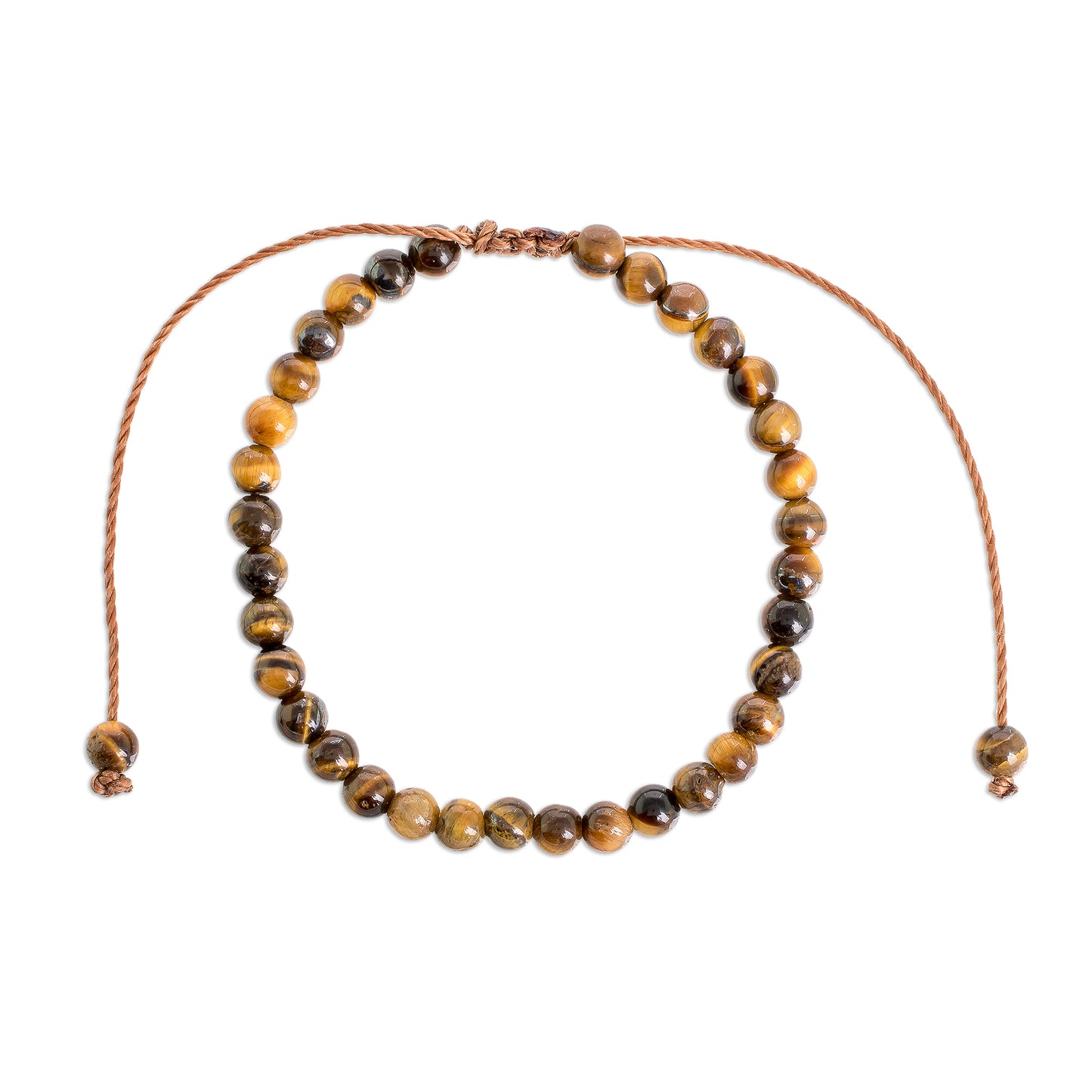 Earthen Sweetness Adjustable Tiger's Eye Beaded Bracelet from Guatemala