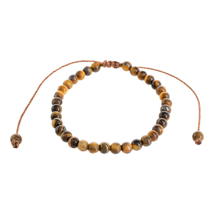 Earthen Sweetness Adjustable Tiger's Eye Beaded Bracelet from Guatemala