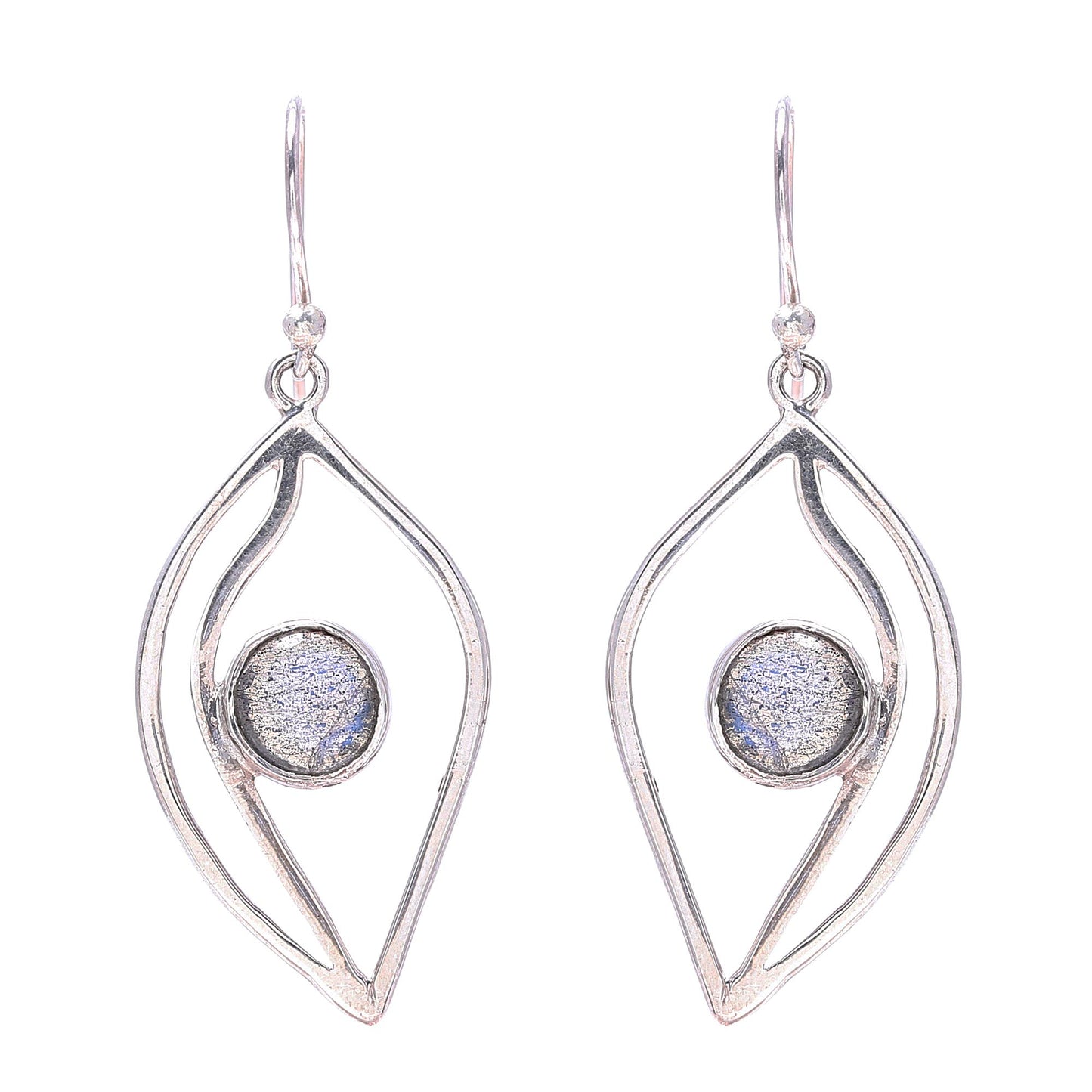 Leafy Glimmer Leaf-Shaped Labradorite Dangle Earrings from India