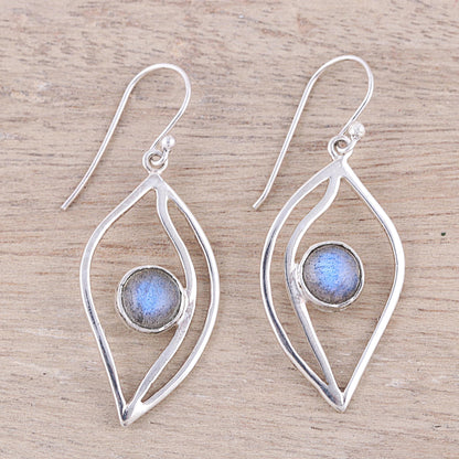 Leafy Glimmer Leaf-Shaped Labradorite Dangle Earrings from India