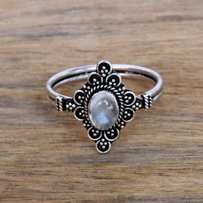 Daydream Temple Handcrafted Moonstone Cocktail Ring from Bali