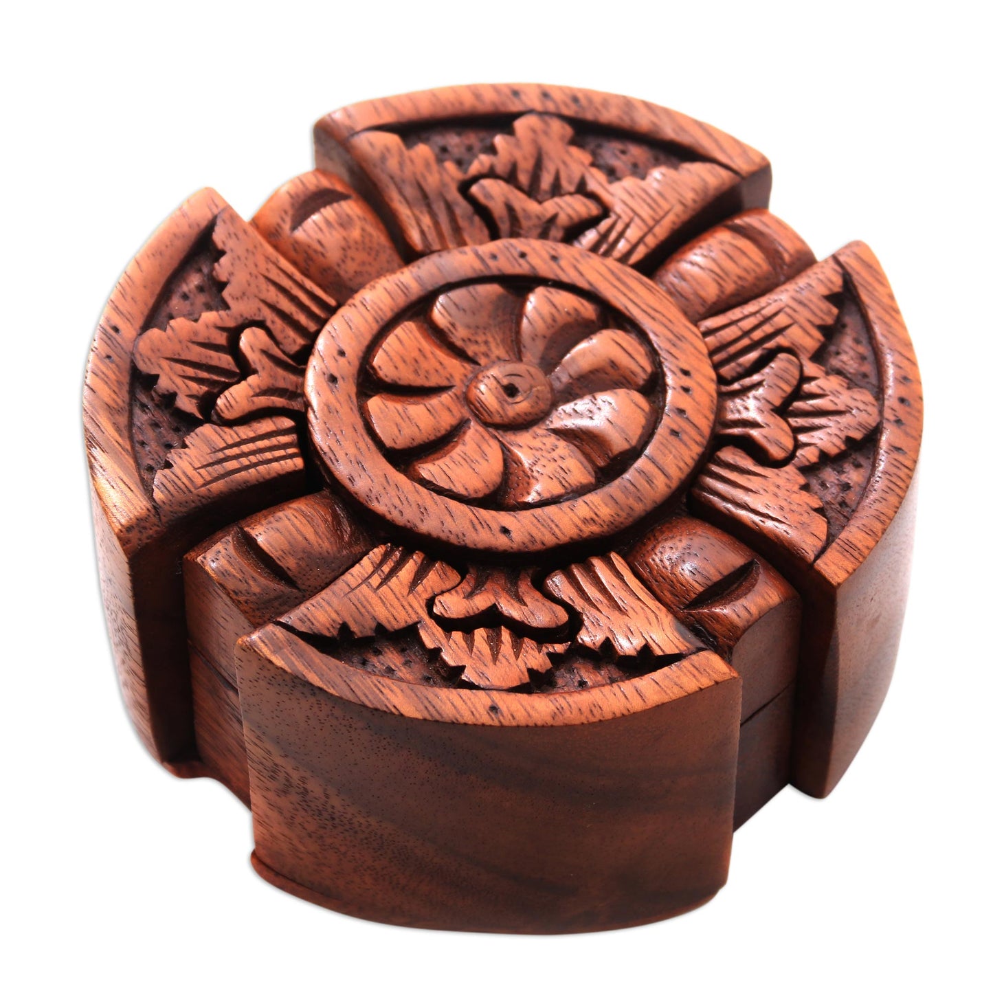 Floral Secret Floral Wood Puzzle Box Crafted in Bali