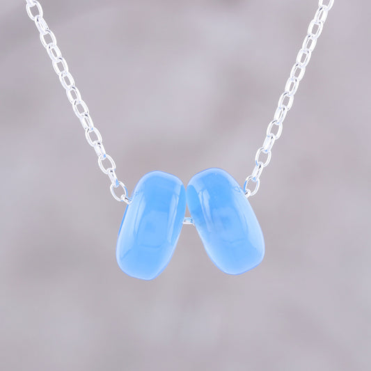 Delightful Duet Chalcedony Double Disc and Sterling Silver Pendant Necklace